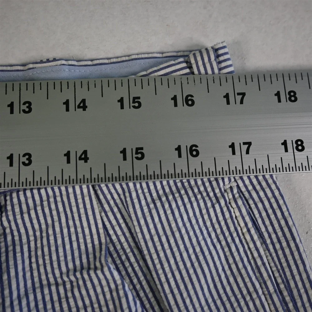 Brooks Brothers‎ 33x30 Blue White Striped Seersucker Elliot Pleated Mens Pants